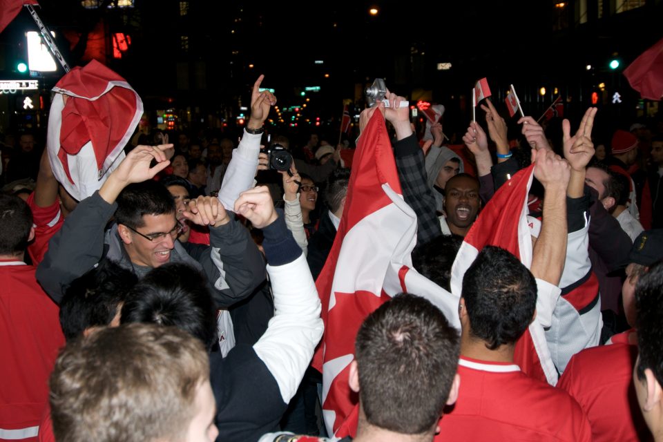People Celebrate Canada Team Victory