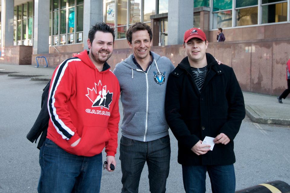 Seth Meyers in Vancouver Posing with Fans
