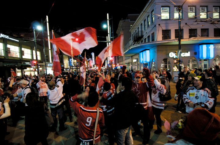 People Celebrate Team Canada Victory