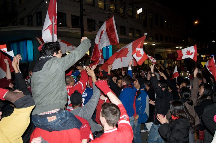 People Celebrate Team Canada Victory