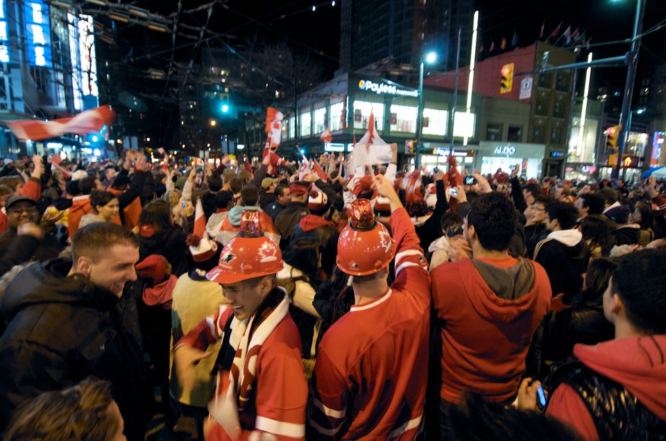 People Celebrate Team Canada Victory