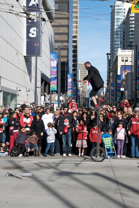 Street Performer on High Unicycle