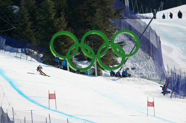 Skiier on the Super G Course at the Vancouver 2010 Winter Games