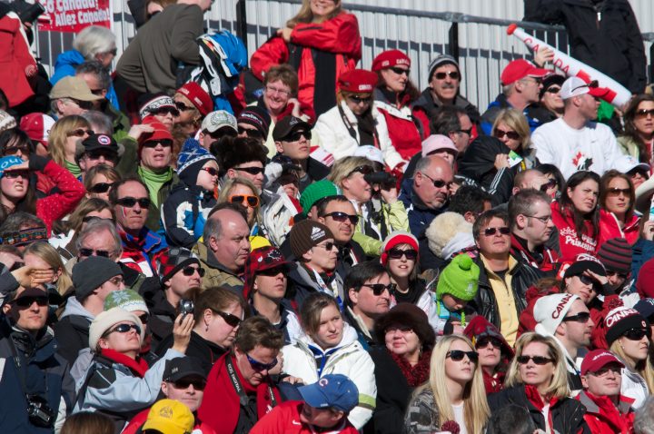 Fans in the Grand Stand Women’s Super G at Whistler Creekside
