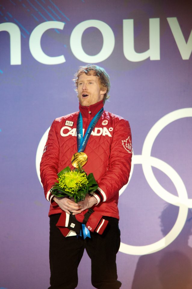Jon Montgomery Singing O Canada after Receiving His Gold Medal