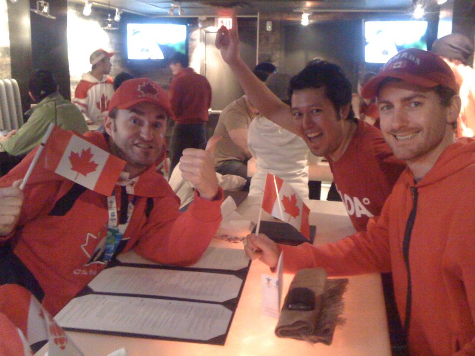 Ready to watch Canada vs USA. Biggest game ever. 5 50 inch flatscreens in view. #van2010 #hockey