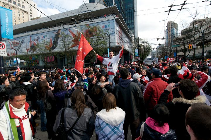 Crowds Gather on Robson