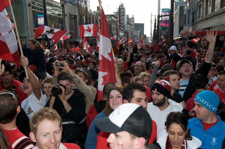 Sea of Flags at Robson and Granville