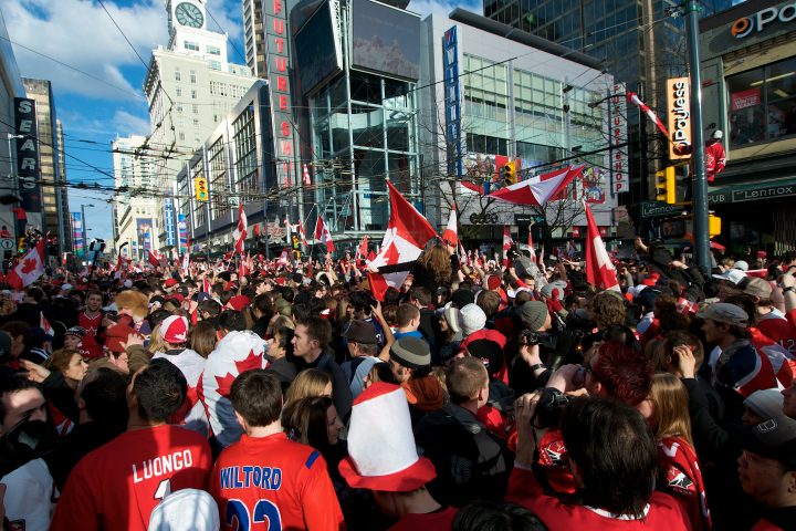 Sea of Flags at Robson and Granville