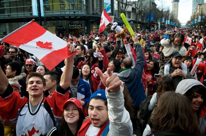 Crowds Gather on Robson