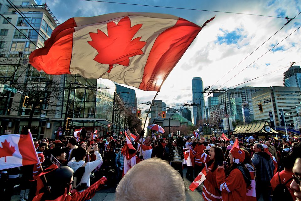 Huge Canadian Flag at Howe and Robson