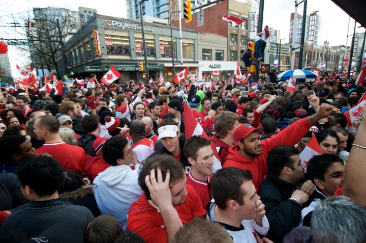 Sea of Flags at Robson and Granville
