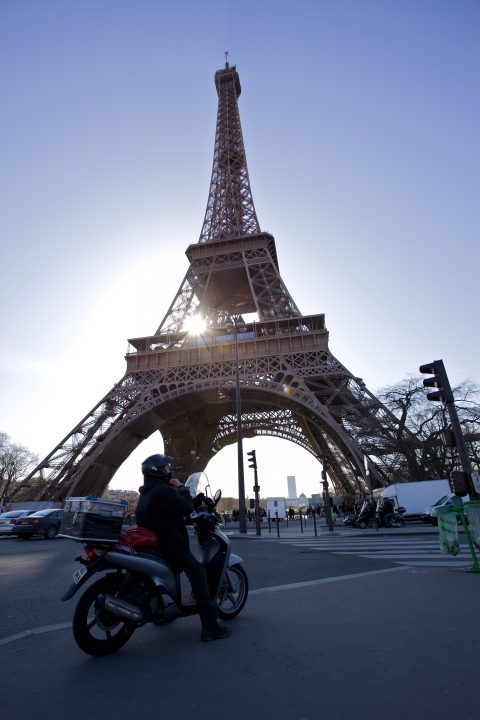 Scooter and Eiffel Tower