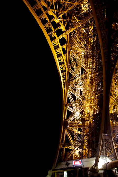 Eiffel Tower Pillar at Night