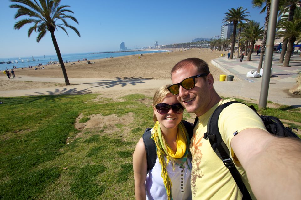 Dorothy and I at Barcelona Beach