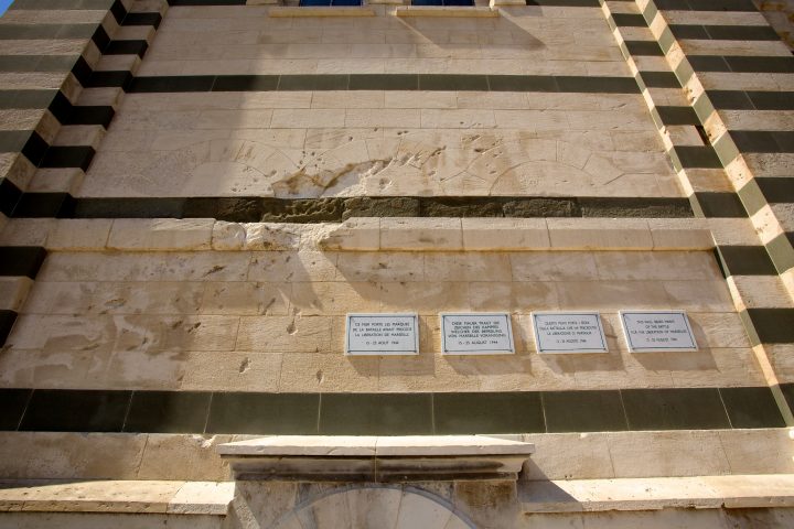 Bullet Holes on the wall of Notre-Dame de la Garde Marseille