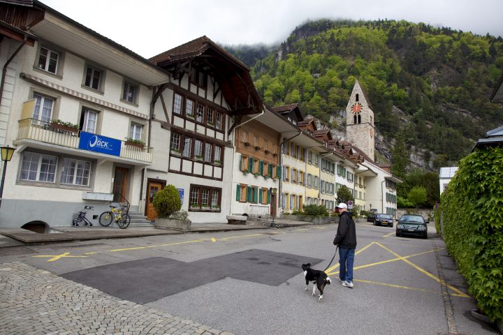 Man Walking Dog Interlaken