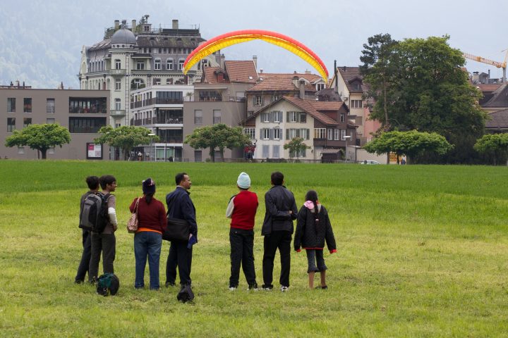 Paraglider Landing Interlaken