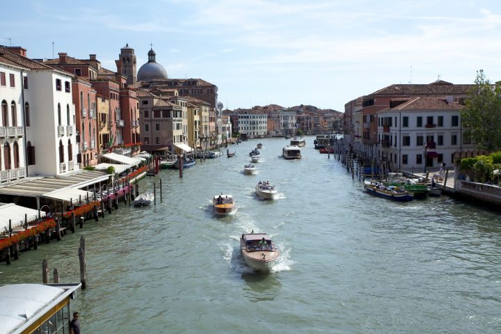 Boats On The Canals Of Venice Italy