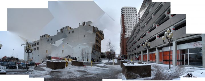 snowy building