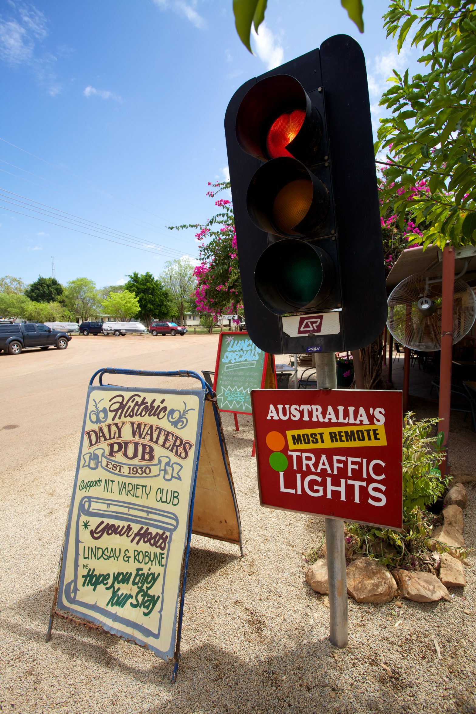 Australia's Most Remote Traffic Lights Daly Waters Pub Australia