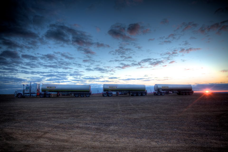 Road Train Australia at Sunrise