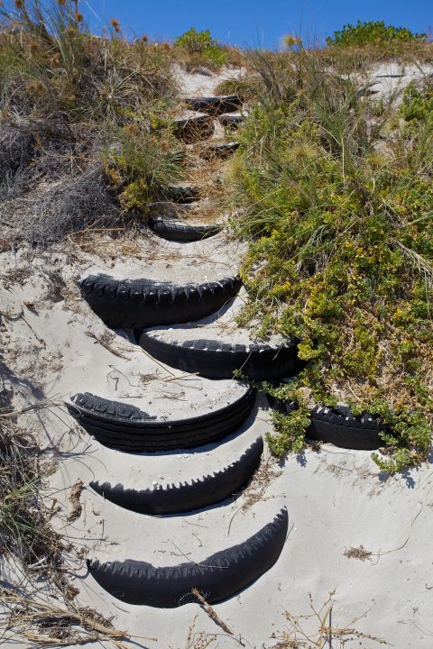 Staircase made of recycled tires