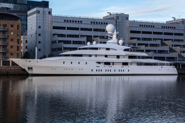 Ilona Yacht Docked At Canary Wharf London
