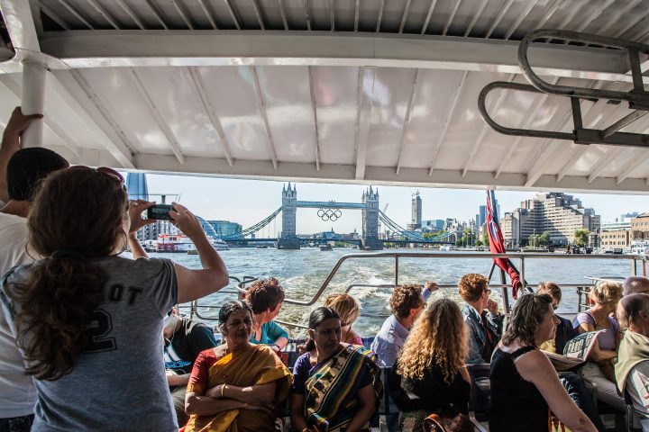London 2012 Olympic Rings Tower Bridge From Thames Clipper