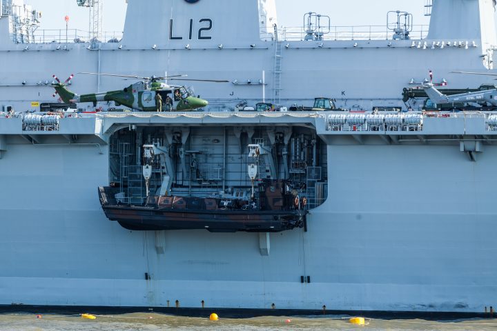 Helicopters On Royal Navy Ship London 2012 Olympics
