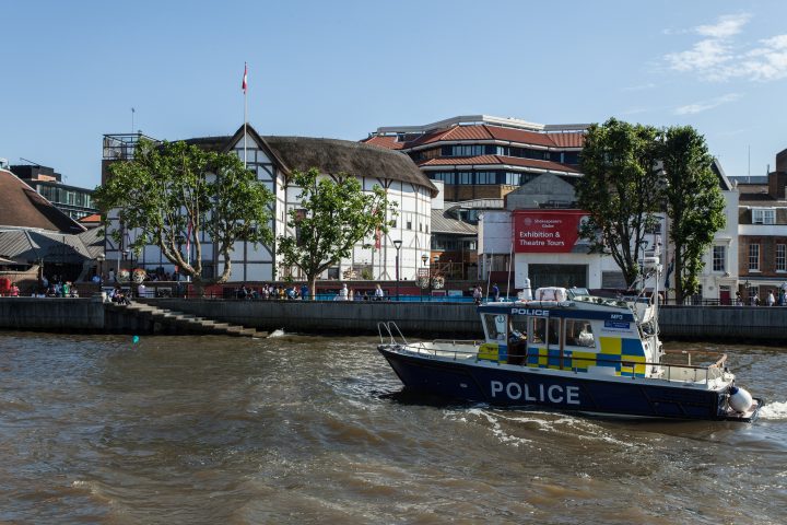 Police Boat and Shakespeare’s Globe Theater