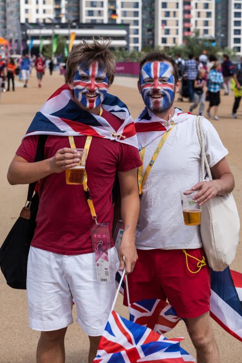 British Fans with Painted Faces and Beer London 2012 Olympics 0159