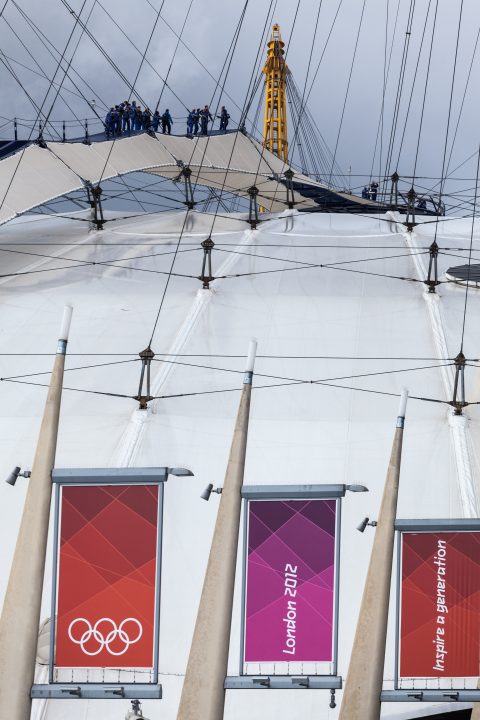 People Climb North Greenwich Arena Gymnastics Venue London 2012 Olympics 0194