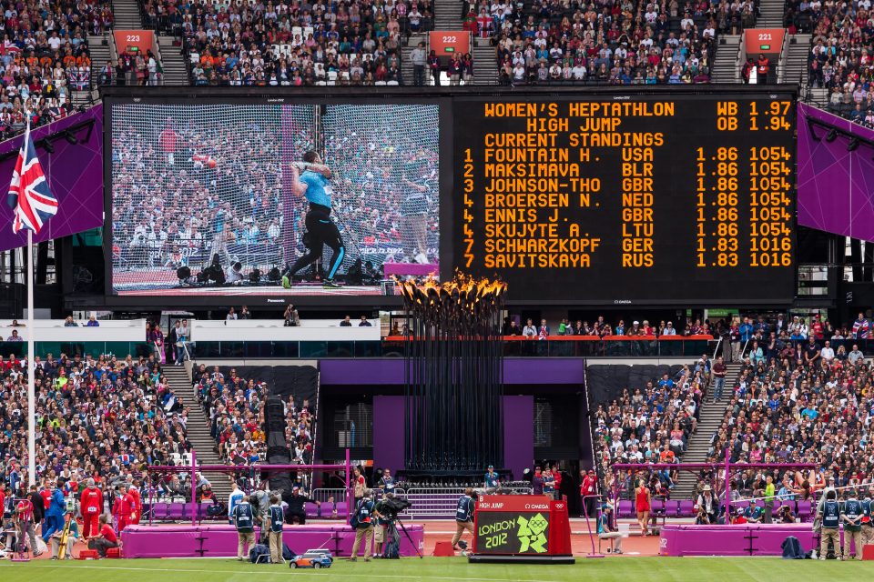 Scoreboard Olympic Stadium London 2012 Olympics 0255