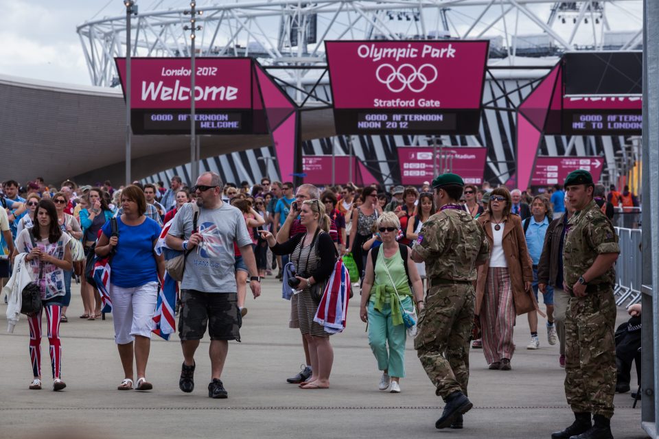Entrance to Olympic Park London 2012 Olympics 0198