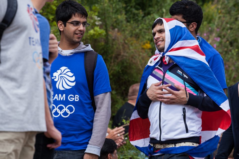 Man Wearing British Flag London 2012 Olympics 0299