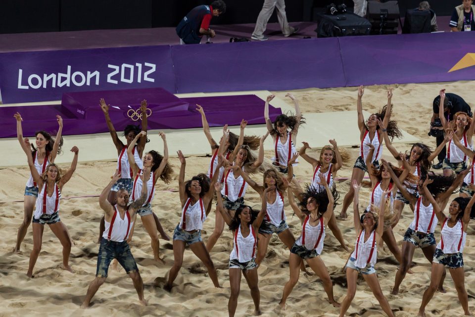 Dancers at Beach Volleyball Final London 2012 Olympics 0338