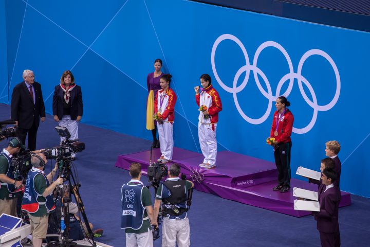 Women’s 3M Diving Medal Winners HE Zi WU Minxia SANCHEZ SOTO Laura London 2012 Olympics 0372