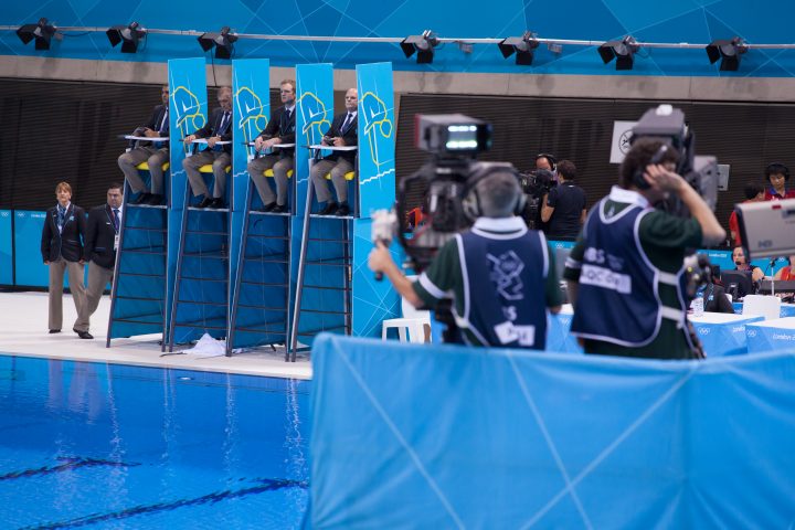 Women’s 3M Diving Final Judges London 2012 Olympics 0358