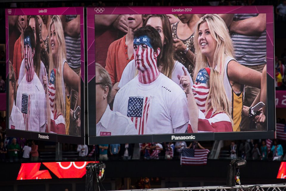USA Fans on the Jumbotron London 2012 Olympics 0425