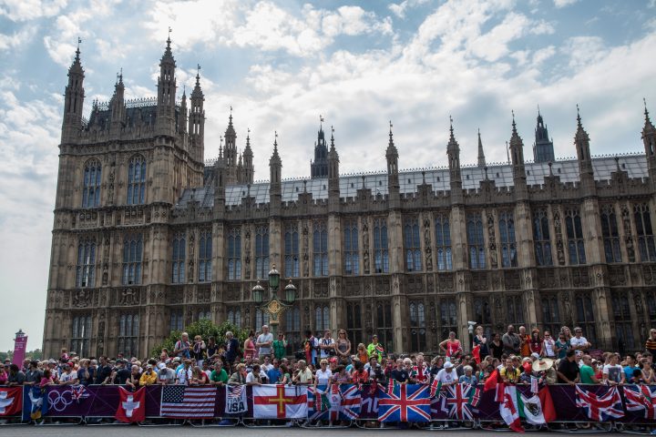 Fans Waiting Outside Palace of Westminster Marathon London 2012 Olympics 0394