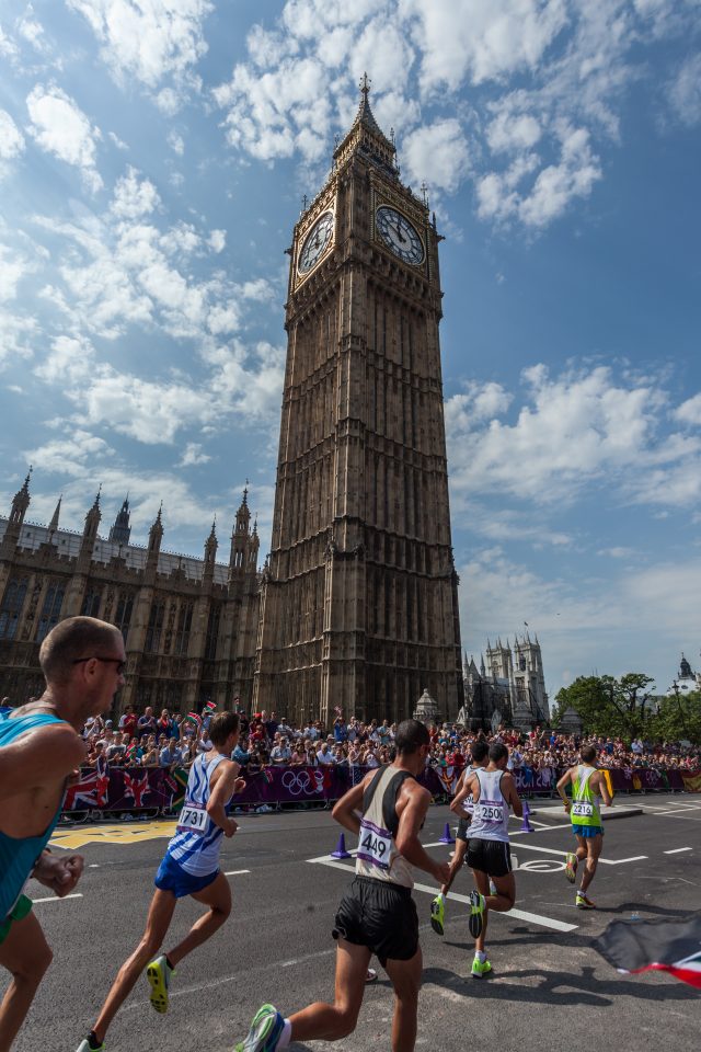 Marathon Runners and Big Ben London 2012 Olympics 0393