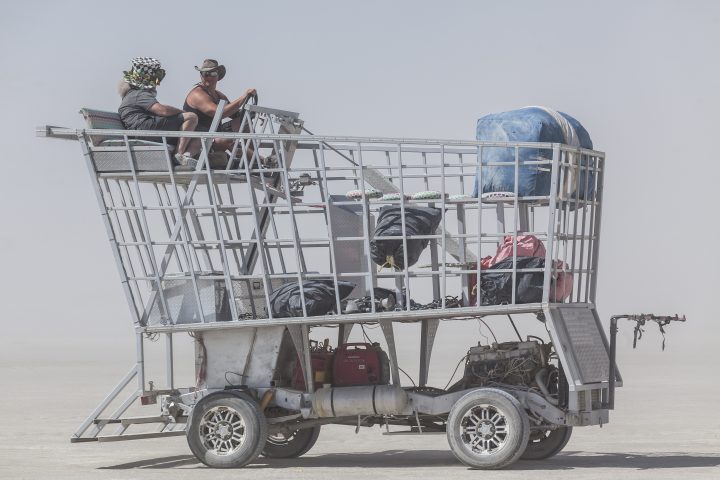 Giant Shopping Cart Art Car Burning Man 2012 191