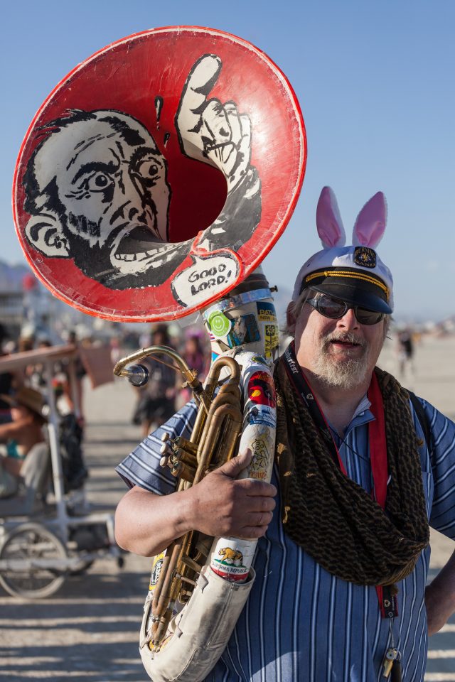 Man with Tuba Burning Man 2012 130