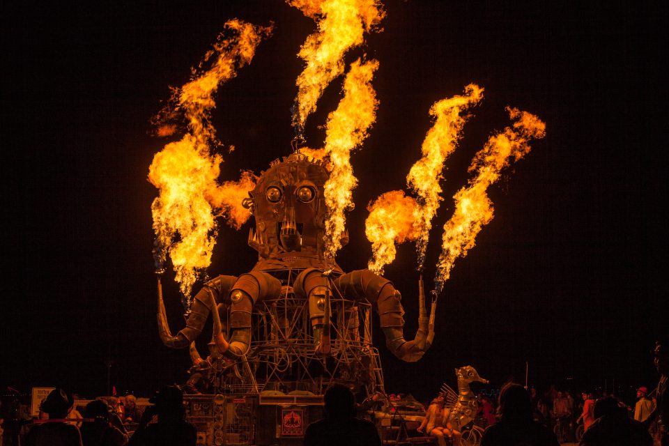El Pulpo Mechanico Flaming Steampunk Octopus of Doom is Rad Burning Man 2012 024