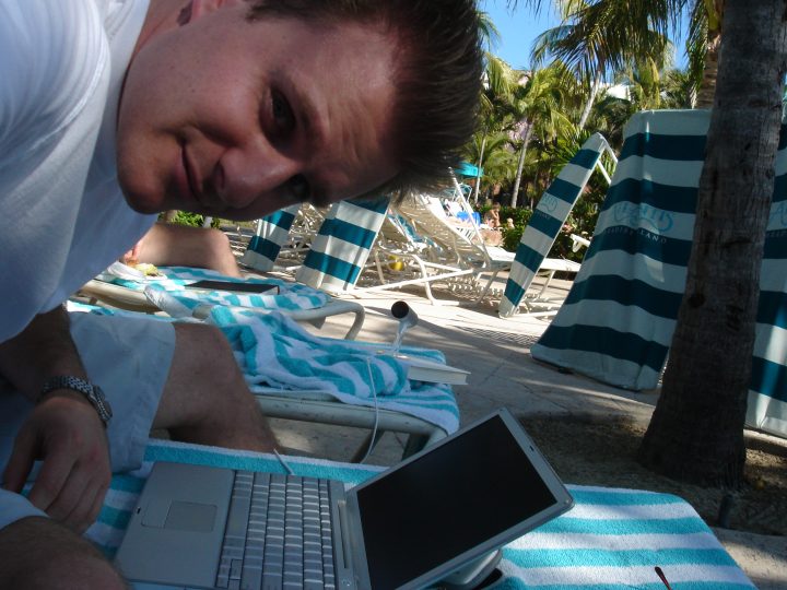 geeking out at the pool…
