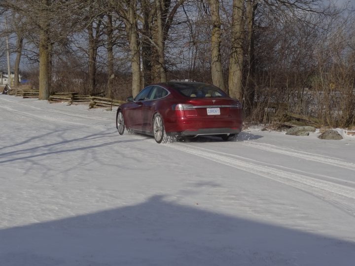 The Tesla Model S in the Snow