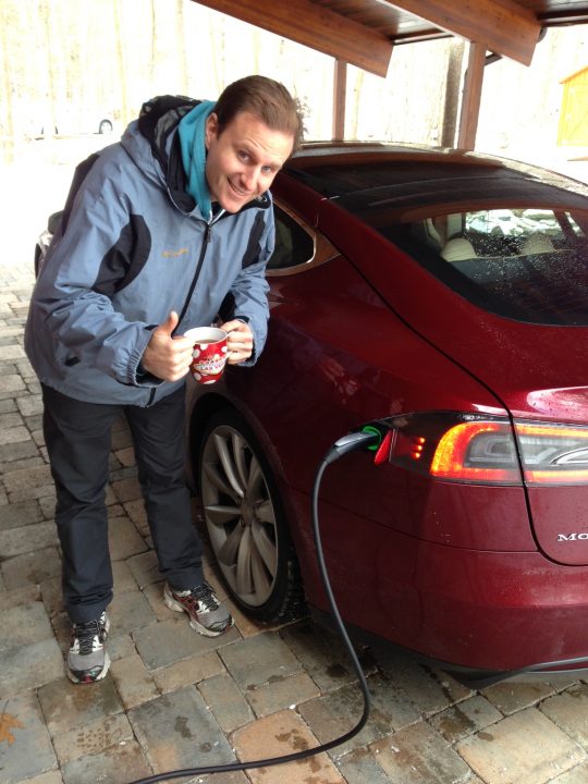 Me Waiting Happily Waiting For The Tesla Model S To Charge