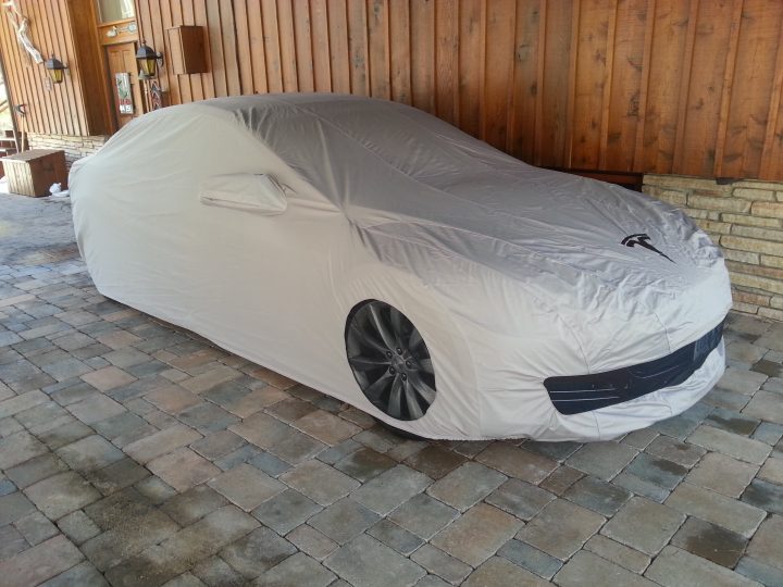 Tesla Model S with cover