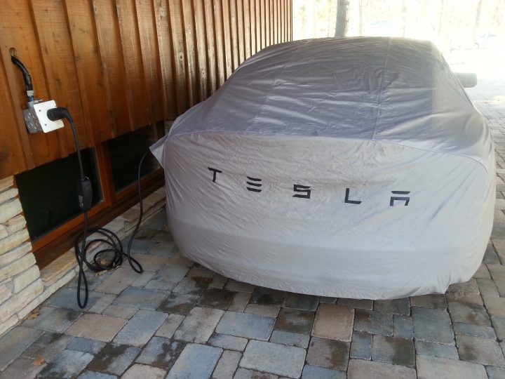 Tesla Model S with cover
